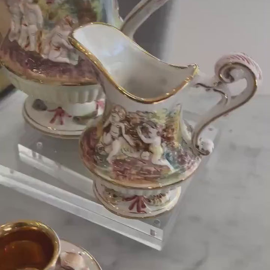 Capodimonte Italian Cups Saucers Antique Teapot Italian creamer made In Italy sugar bowl Espesso Set Amazing Set Rare