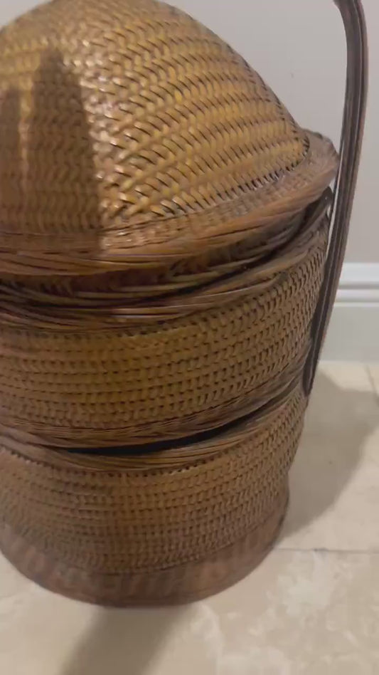 Basket bamboo Storage Vintage tiered Wedding basket Chinese basket for decoration