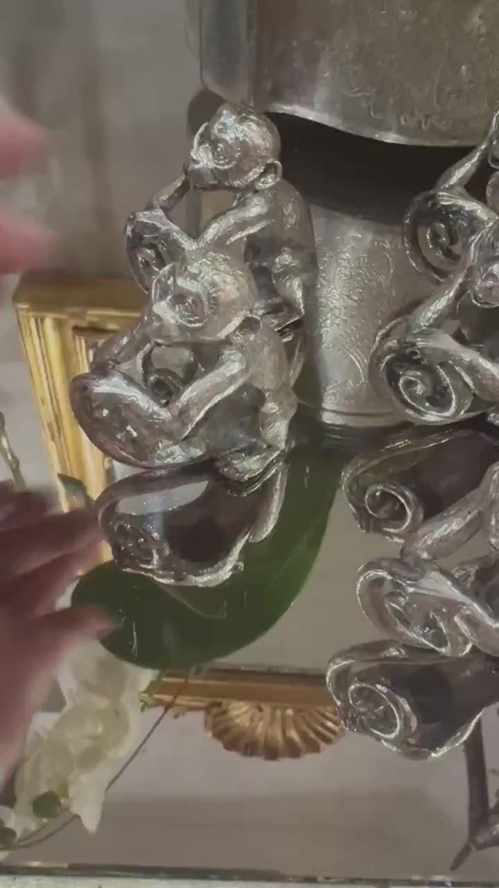 silver monkey napkin rings Chinoserie Napkin Rings vintage tablescape