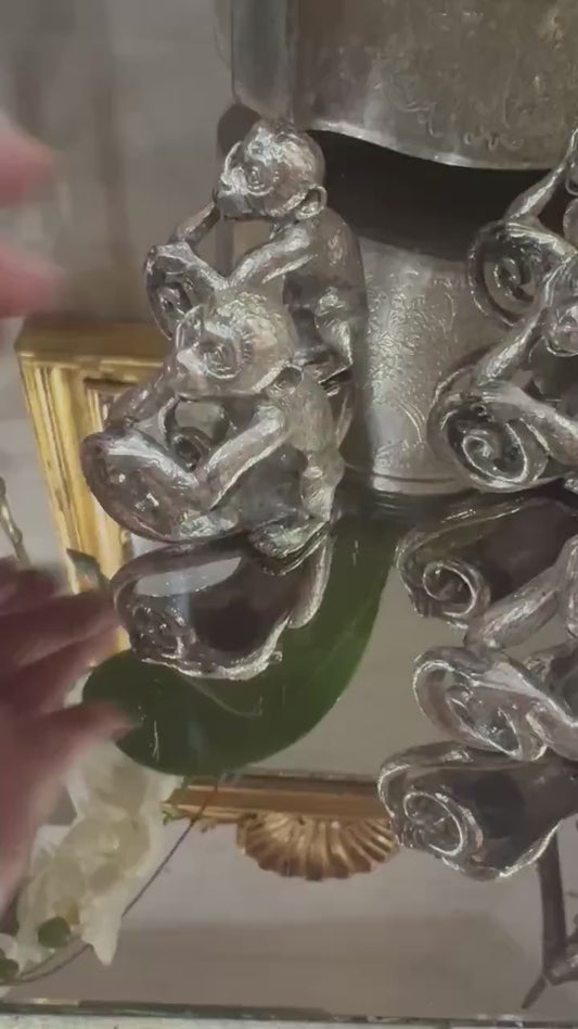 silver monkey napkin rings Chinoserie Napkin Rings vintage tablescape
