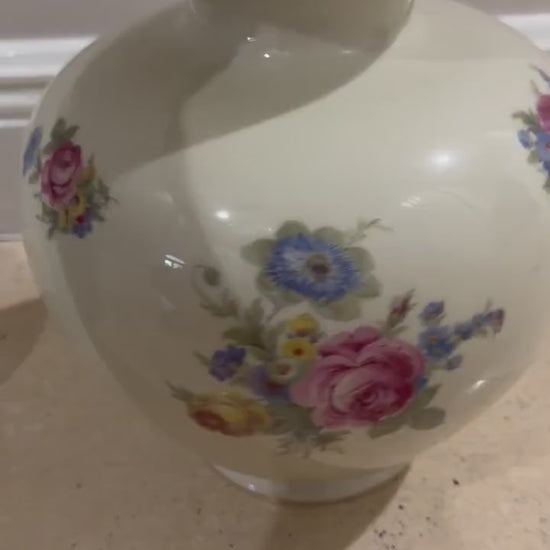 Johann haviland vase vintage rose vase with gold trim cottage decor