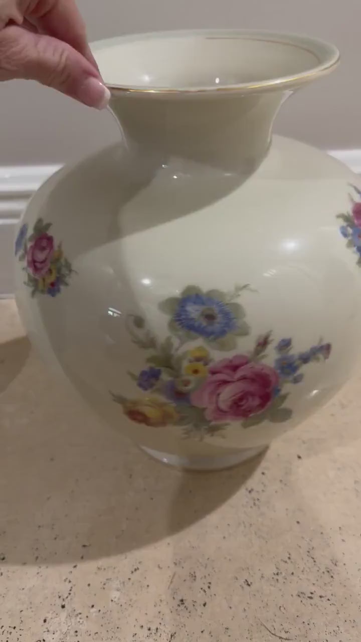 Johann haviland vase vintage rose vase with gold trim cottage decor