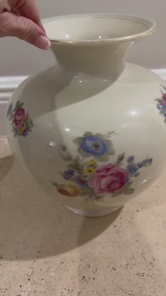 Johann haviland vase vintage rose vase with gold trim cottage decor