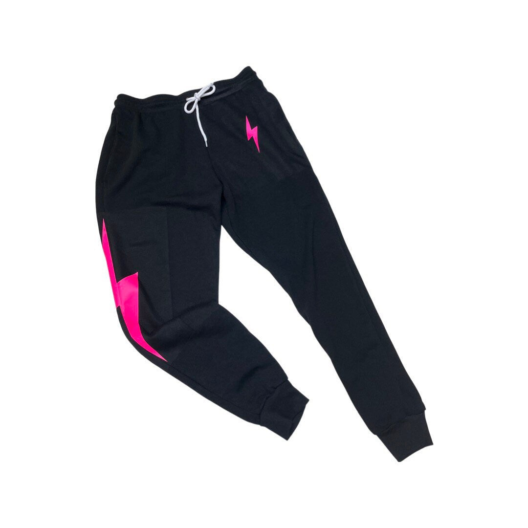 Neon Pink Lightning Bolt Sweatpants