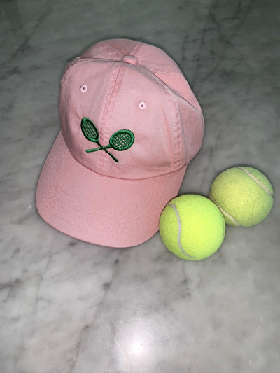 Pink Tennis Hat, Embroidered Tennis hat with adjustable back, Pink Tennis Dad Hat