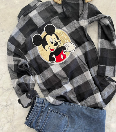 Mickey Mouse Flannel Shirt, Sequin Mickey Shirt , Disney Trip shirt