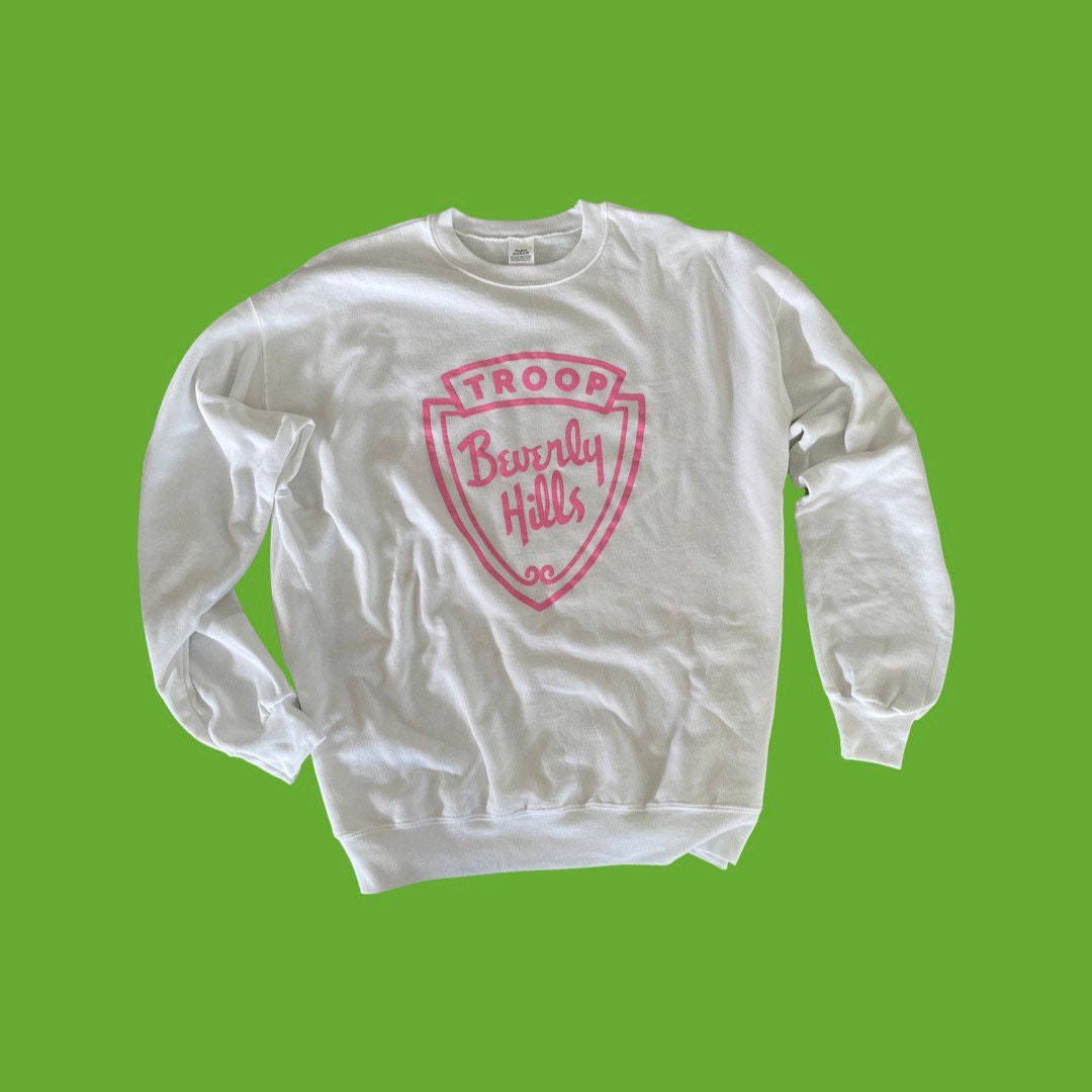 Troop Beverly Hills Movie California Pink and Green /  Phyllis Nefler / Wilderness Girls / We dont need stinking patches shirt