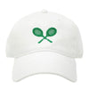Tennis Hat, Embroidered Tennis Hat , Pink Tennis Court Hat , White Tennis Hat with green racquets