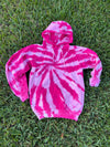 Bubblegum Tie Dye Hoodie Pink Swirl Unisex Fit. Other Tie Dye colors available.