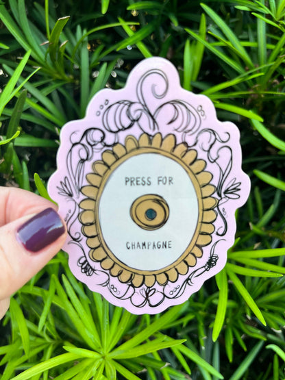 Press for Champagne Button Sticker, Champagne Sticker, Champs Sticker, Champagne Doorbell Sticker