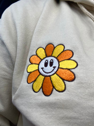 Happy Flower Hoodie, Smiley Flower Shirt, Feel Good Sand Hoodie