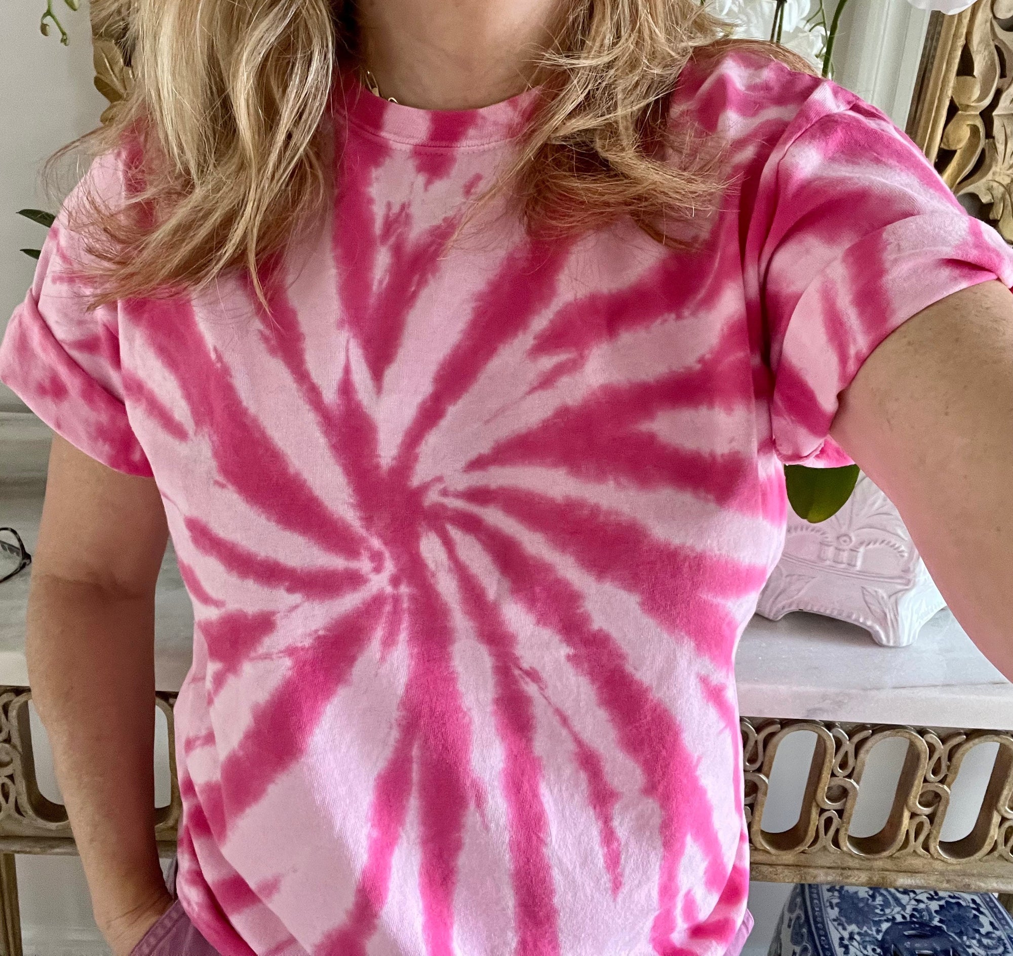 Pink Swirl Tie Dye T Shirt, Candy Pink Tie Dye tee, Valentines Day Tie Dye Shirt