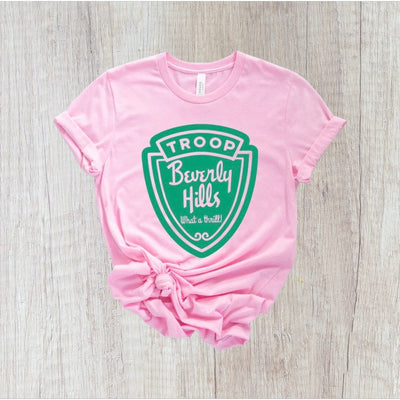 Troop Beverly Hills Pink T shirt, 80’s retro shirt, Pink and Green Shirt
