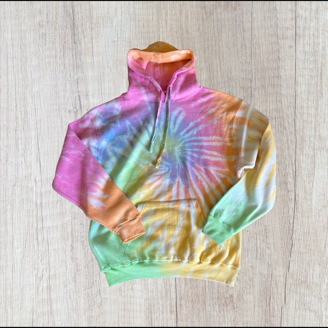 Spring tie dye colors pink purple aqua Tie Dye Hoodie Unisex Fit