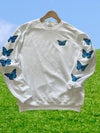 Butterfly Trend Sweatshirt, Butterfly Sleeve Shirt, Embroidered Butterfly Shirt, Nature Lover Shiry