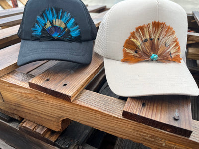 Feather Trucker Hat, Feather Front Trucker Hat. Country Music Hat