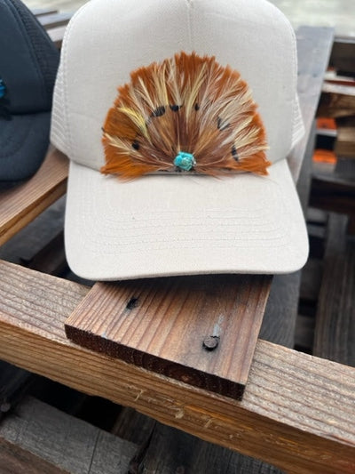 Feather Trucker Hat, Feather Front Trucker Hat. Country Music Hat