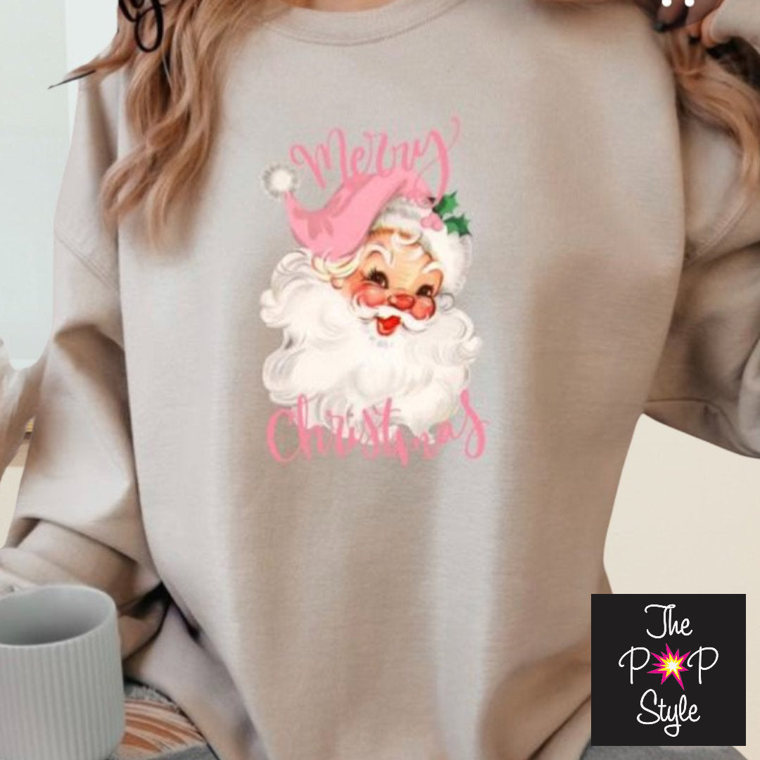 Merry Christmas Vintage Santa Sweatshirt, Retro Christmas Shirt, Vintage Christmas Shirt