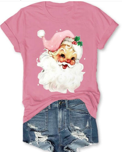 Vintage Happy Pink Santa T Shirt