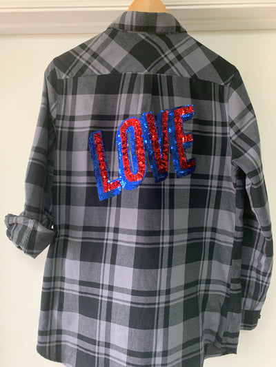 Vintage Flannel Love Sequin Shirt