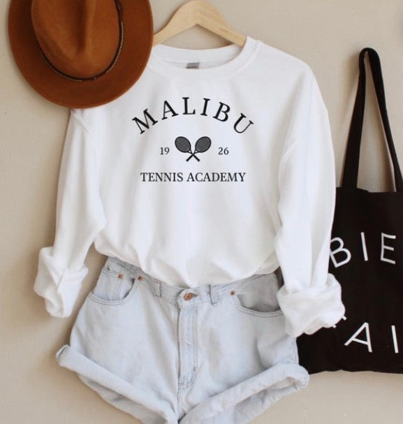 Malibu Tennis Sweatshirt, California Souvenir Destination Shirt